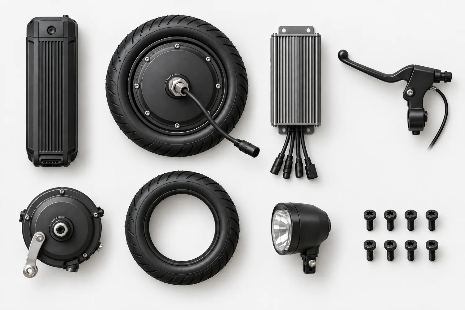 Rental vehicle spare parts: battery pack, hub motor, controller, brake parts, tyre and fasteners