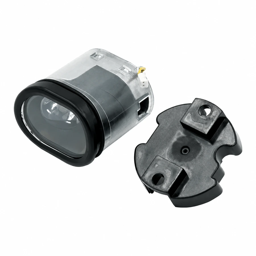 Headlight, front, clear housing, with mounting bracket