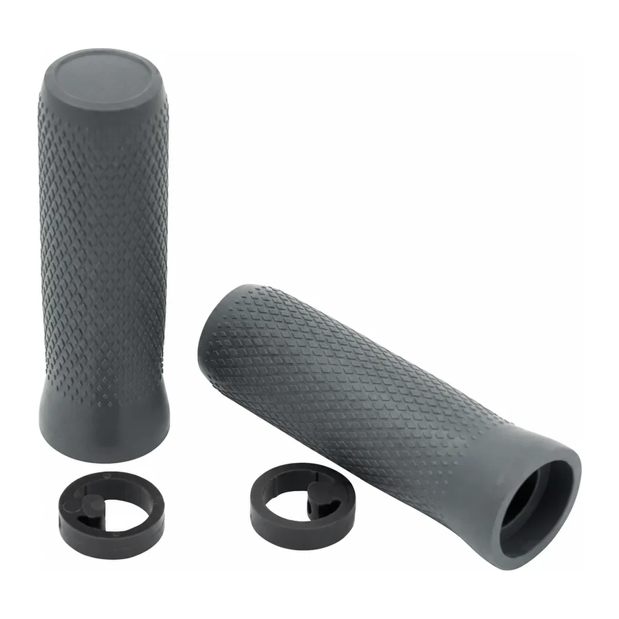 Handlebar grip set, grey, with end rings